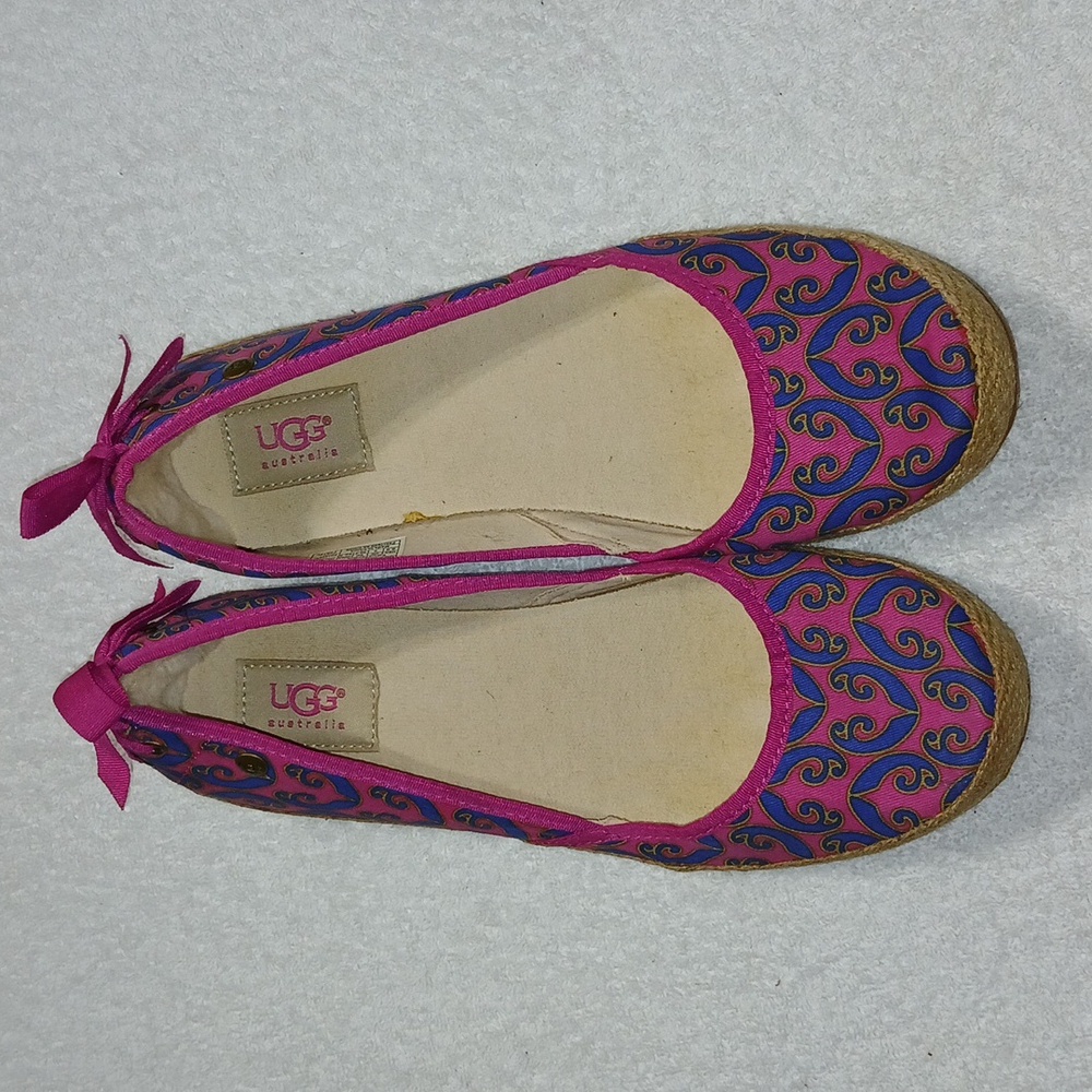 Ugg Indah Marrakech Pink Bow Espadrille Flats Size 8.5